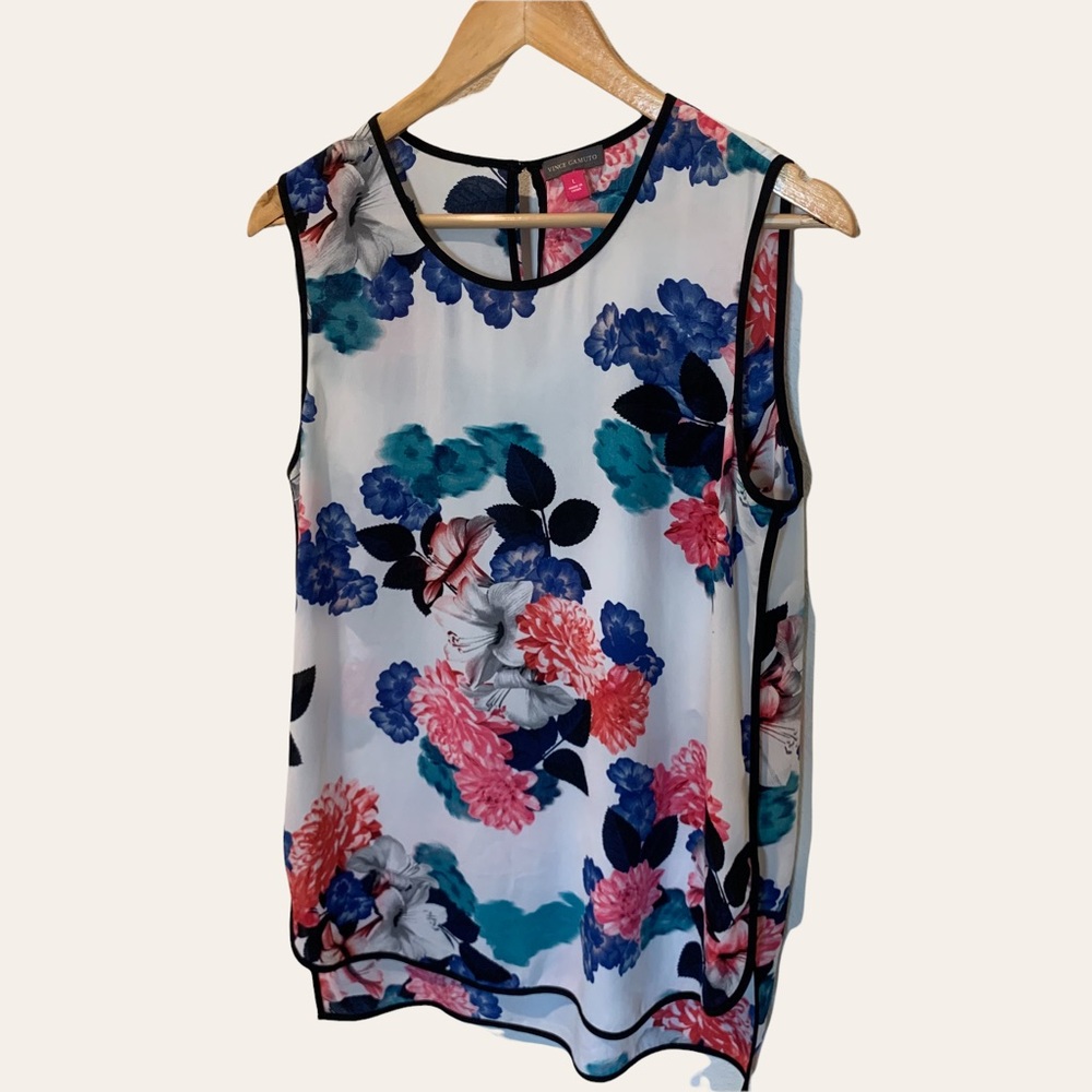 Floral Sleeveless Shell Top - White Multi